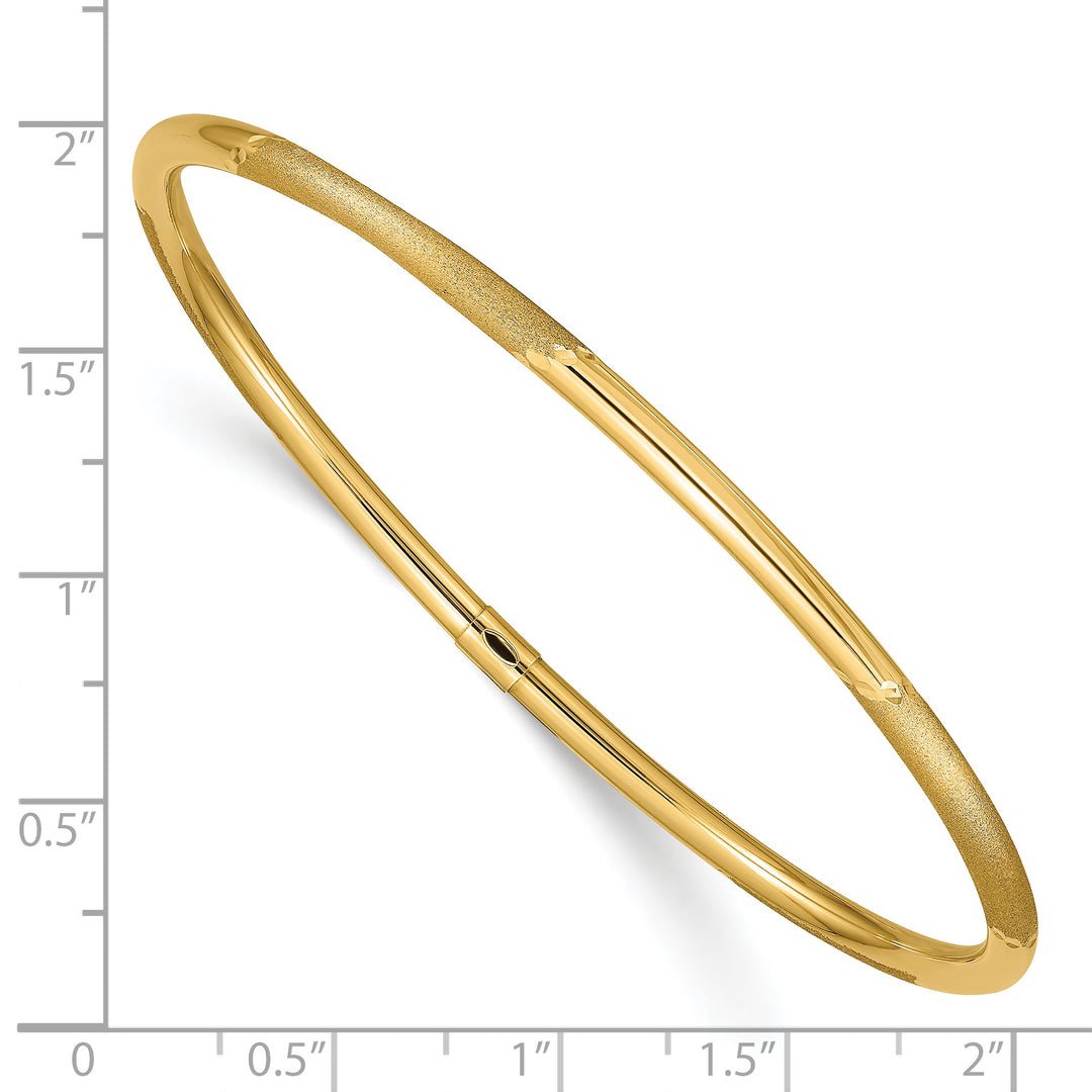 Brazalete Deslizante en Oro Amarillo de 14K, Pulido y Satinado (3mm)