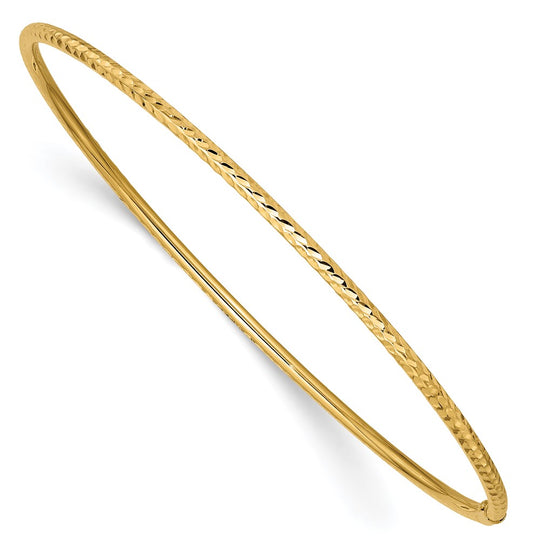 Pulsera Bangle de Corte Diamante de 2mm en Oro de 14k