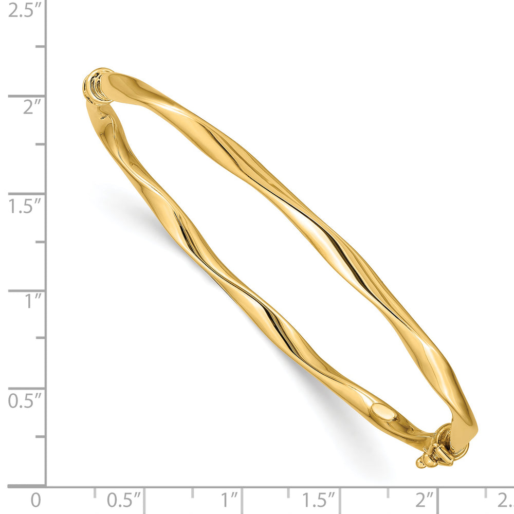 Brazalete Bangle Tubo Retorcido 14K Oro Amarillo