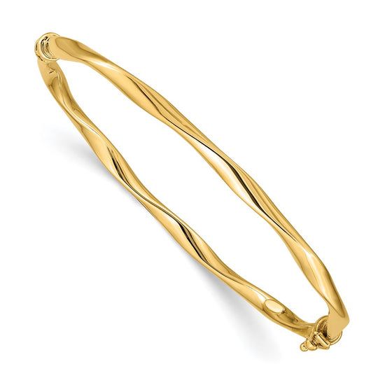 Brazalete Bangle Tubo Retorcido 14K Oro Amarillo