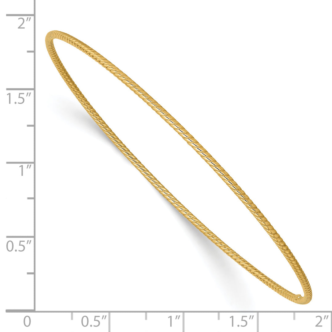 Pulsera Bangle Texturizada Deslizable de 1.5mm en Oro de 14k