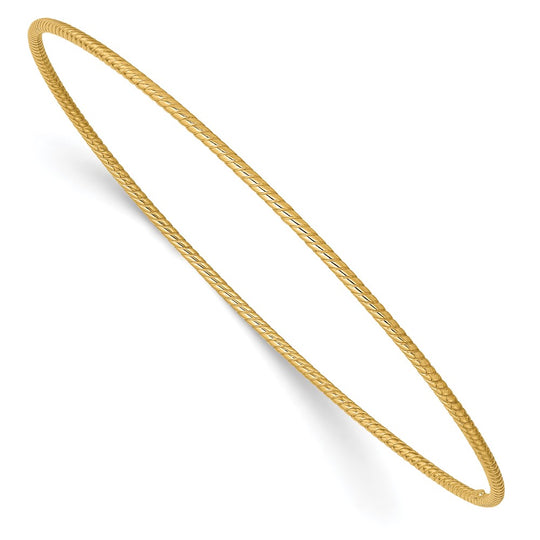 Pulsera Bangle Texturizada Deslizable de 1.5mm en Oro de 14k