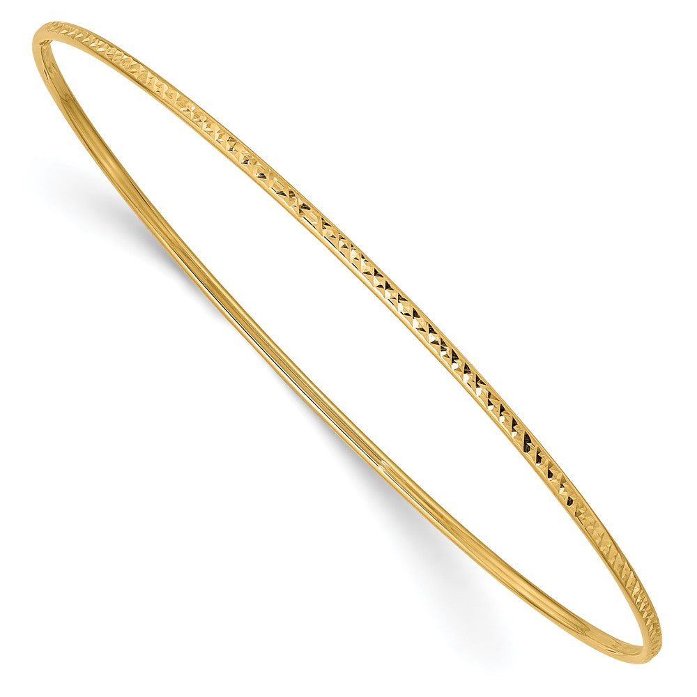 Pulsera Bangle Deslizable de Corte Diamante de 1.5mm en Oro de 14k