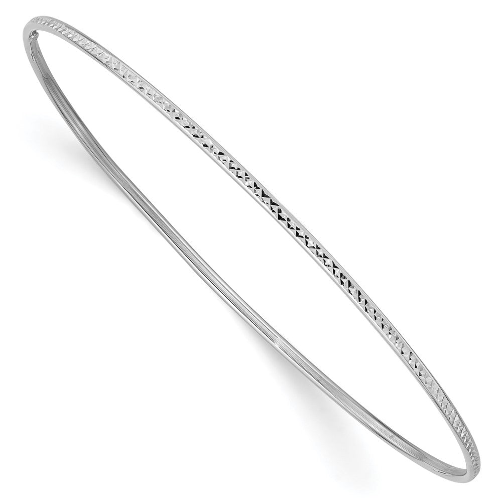 Pulsera Bangle de Oro Blanco de 14k Cortada con Diamante de 1.5 mm