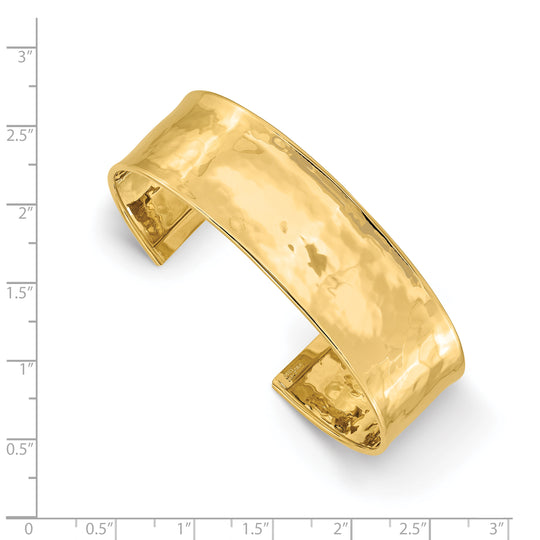 Brazalete Pulido Martillado de 19 mm en Oro Amarillo de 14k