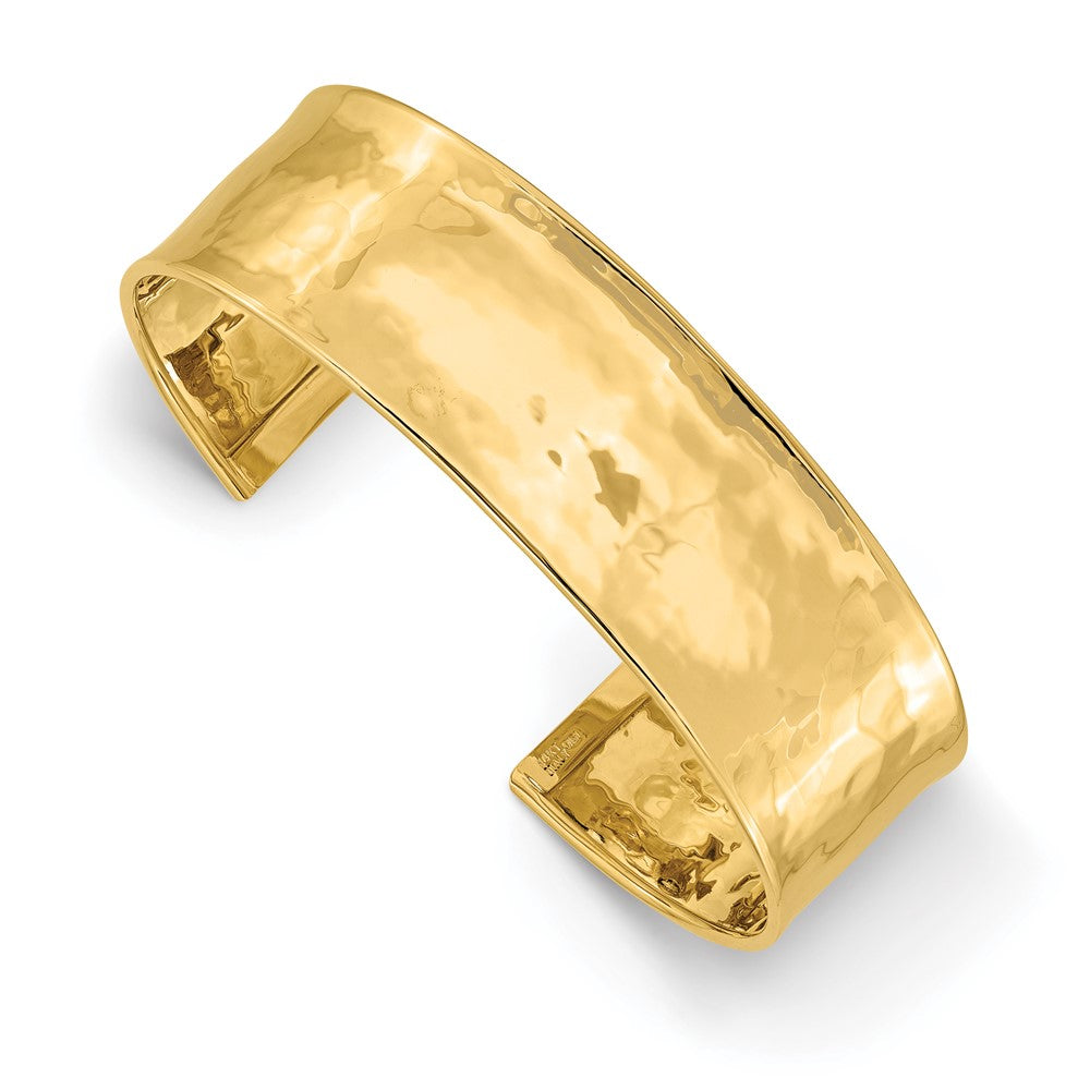 Brazalete Pulido Martillado de 19 mm en Oro Amarillo de 14k