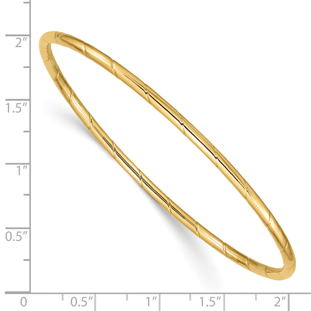 Brazalete Deslizante Ranurado  y 2.5 mm en Oro de 14k