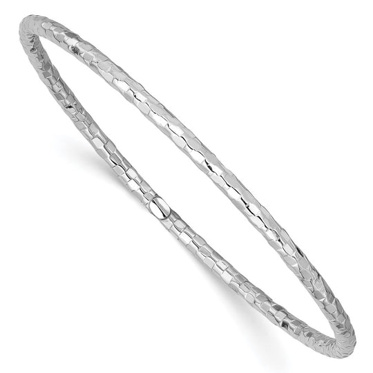 Pulsera Bangle Deslizable Texturizada en Oro Blanco de 14k