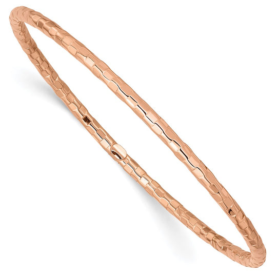 Pulsera Bangle Deslizable Texturizada Pulida en Oro Rosa de 14k