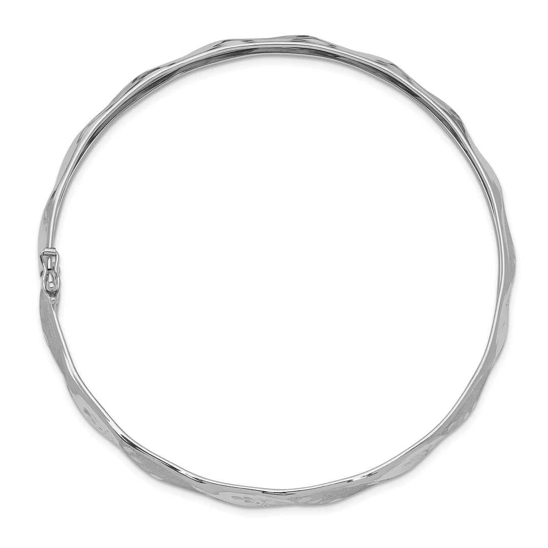 Brazalete Flexible de Oro Blanco 14K Pulido y Trenzado