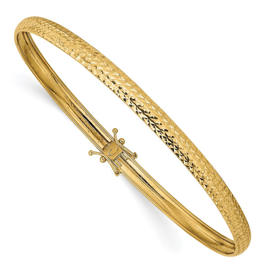 Brazalete Flexible en Oro Amarillo de 14K con Corte de Diamante (4.25mm)