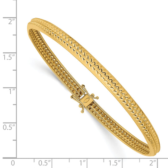 Brazalete Flexible en Oro Amarillo de 14K, Pulido y Texturizado (5mm)