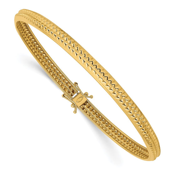 Brazalete Flexible en Oro Amarillo de 14K, Pulido y Texturizado (5mm)