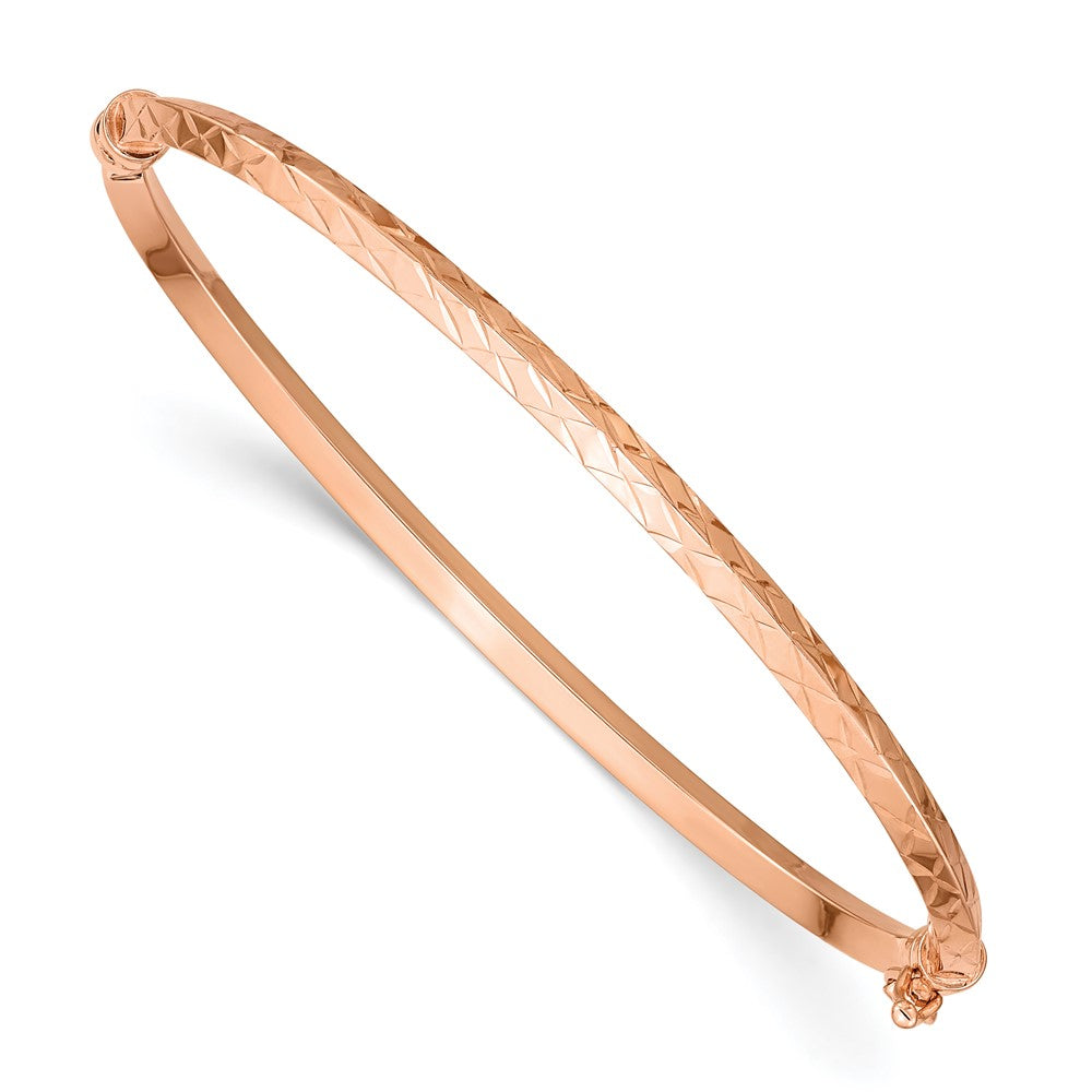 Brazalete Articulado de Oro Rosa de 14K con Acabado Pulido y Corte Diamante