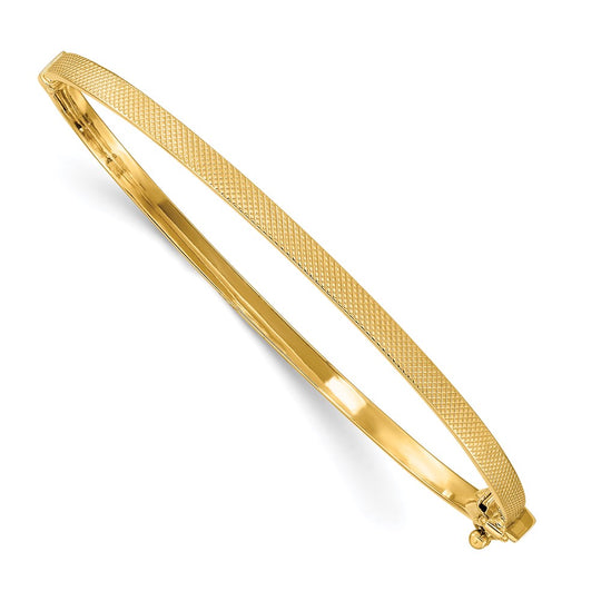 Pulsera Bangle Texturizada con Bisagra de 14K