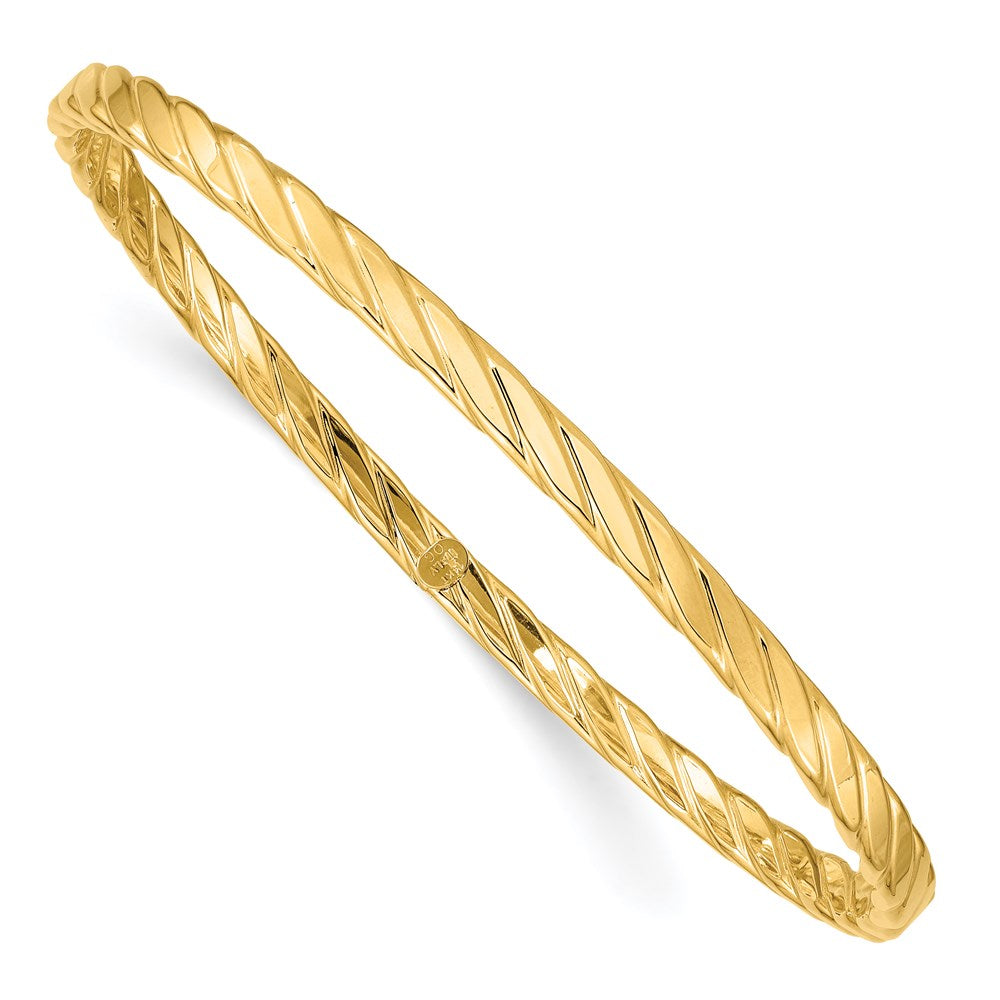 Brazalete Slip-on en Oro Amarillo de 14k de 4mm con Textura Torcida