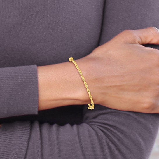 Brazalete Bangle Hingido en Oro Amarillo 14K Torcido