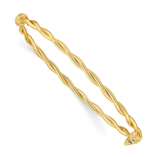 Brazalete Bangle Hingido en Oro Amarillo 14K Torcido