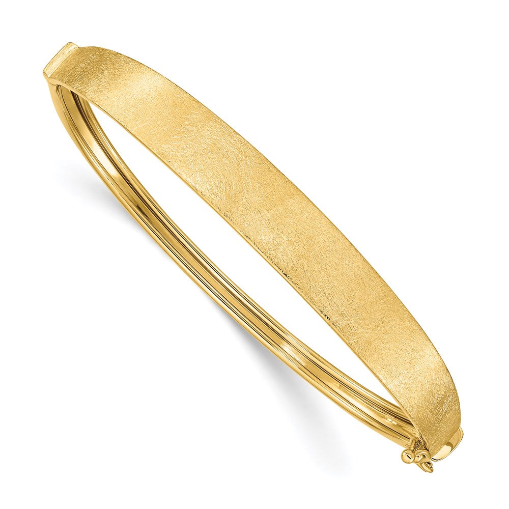 Brazalete Bangle 14K Oro Amarillo con Acabado Satinado y Bisagra Graduada