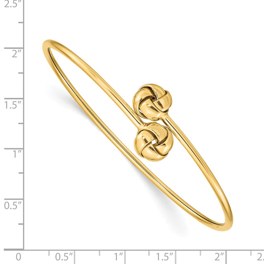 Brazalete Flexible con Nudo de Amor Pulido en Oro de 14k