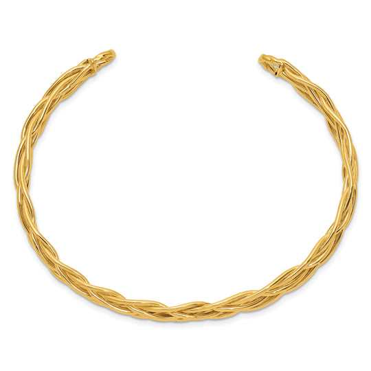 Brazalete Cuff Tejido Pulido en Oro Amarillo de 14k