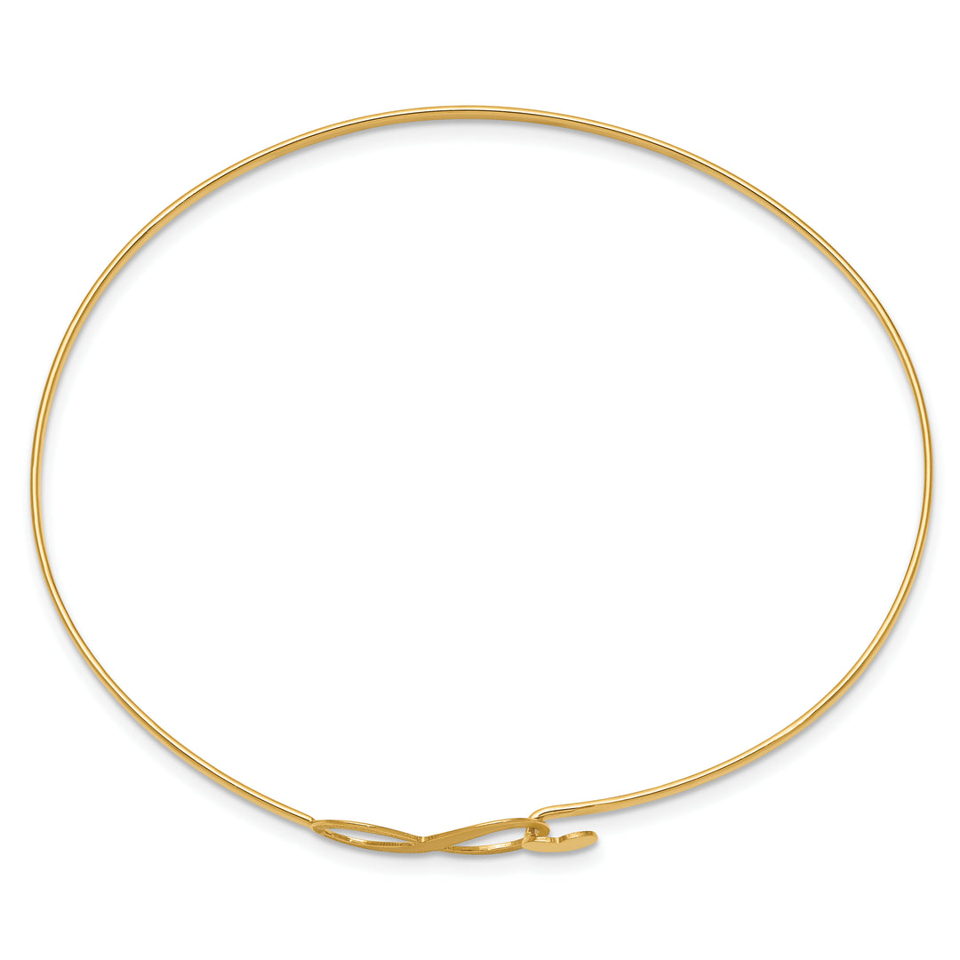 Pulsera Rígida Flexible de Oro Amarillo de 14k con Diseño de Corazón Infinito