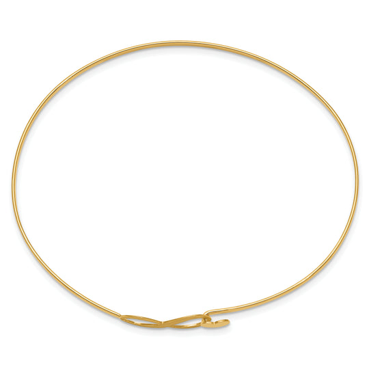 Pulsera Rígida Flexible de Oro Amarillo de 14k con Diseño de Corazón Infinito