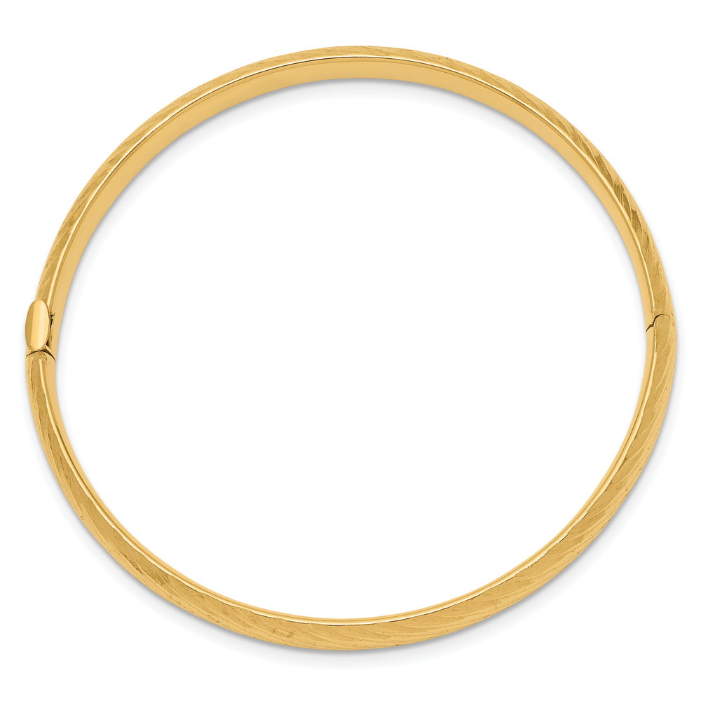 Brazalete Bangle Infantil 14K Oro Amarillo con Textura y Bisagra