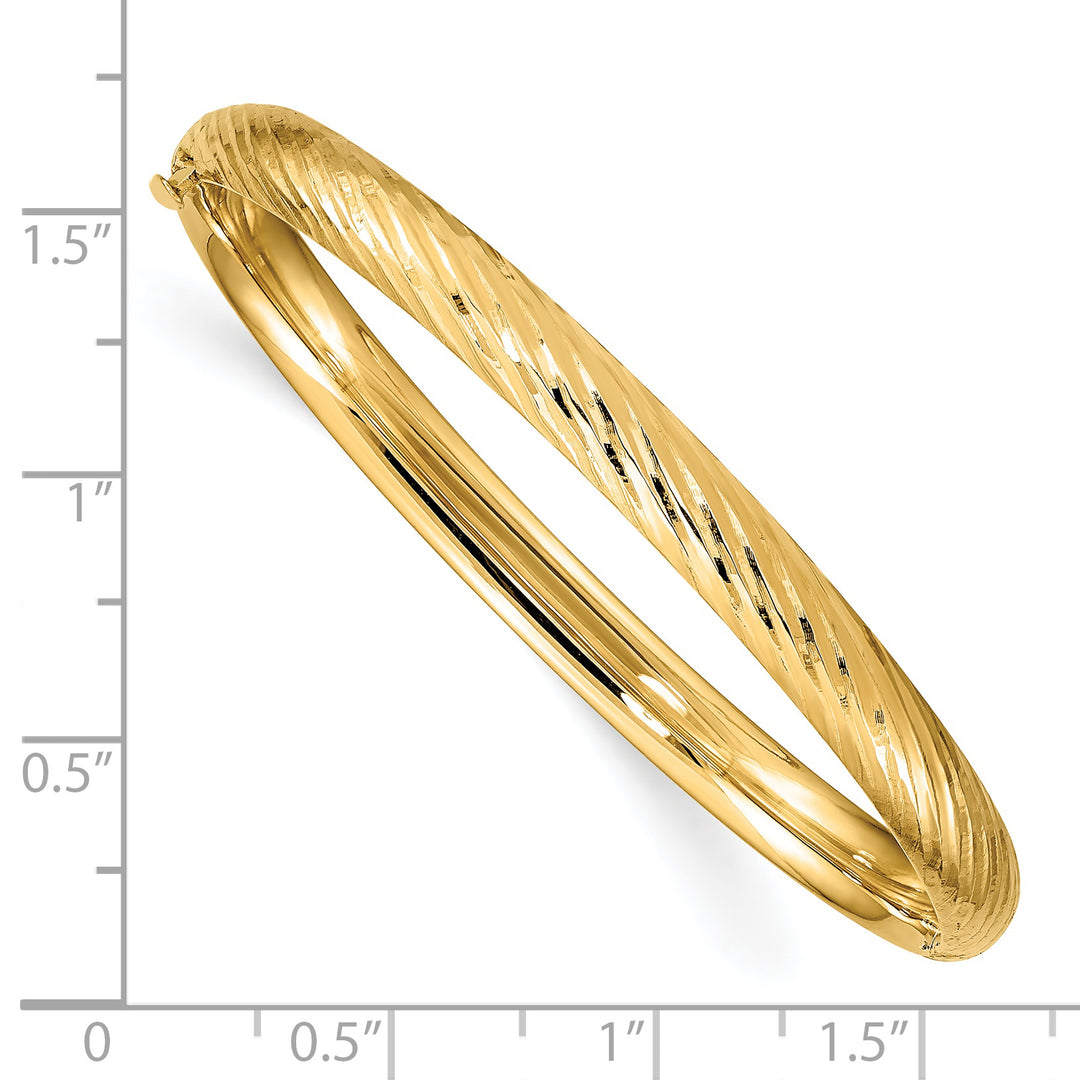 Brazalete Bangle Infantil 14K Oro Amarillo con Textura y Bisagra