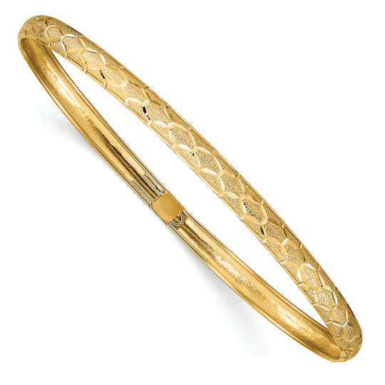 Brazalete Flexible con Diseño Hexagonal  con Talla de Diamante en Oro 14k