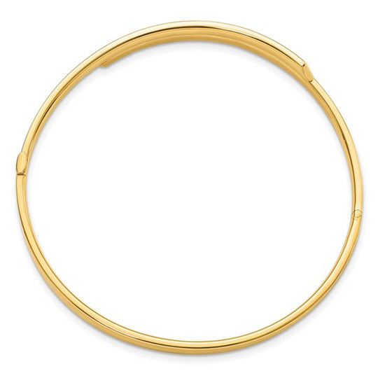 Pulsera Bangle de Oro Amarillo de 14k, 2/16", Pulida con Superposición y Bisagra