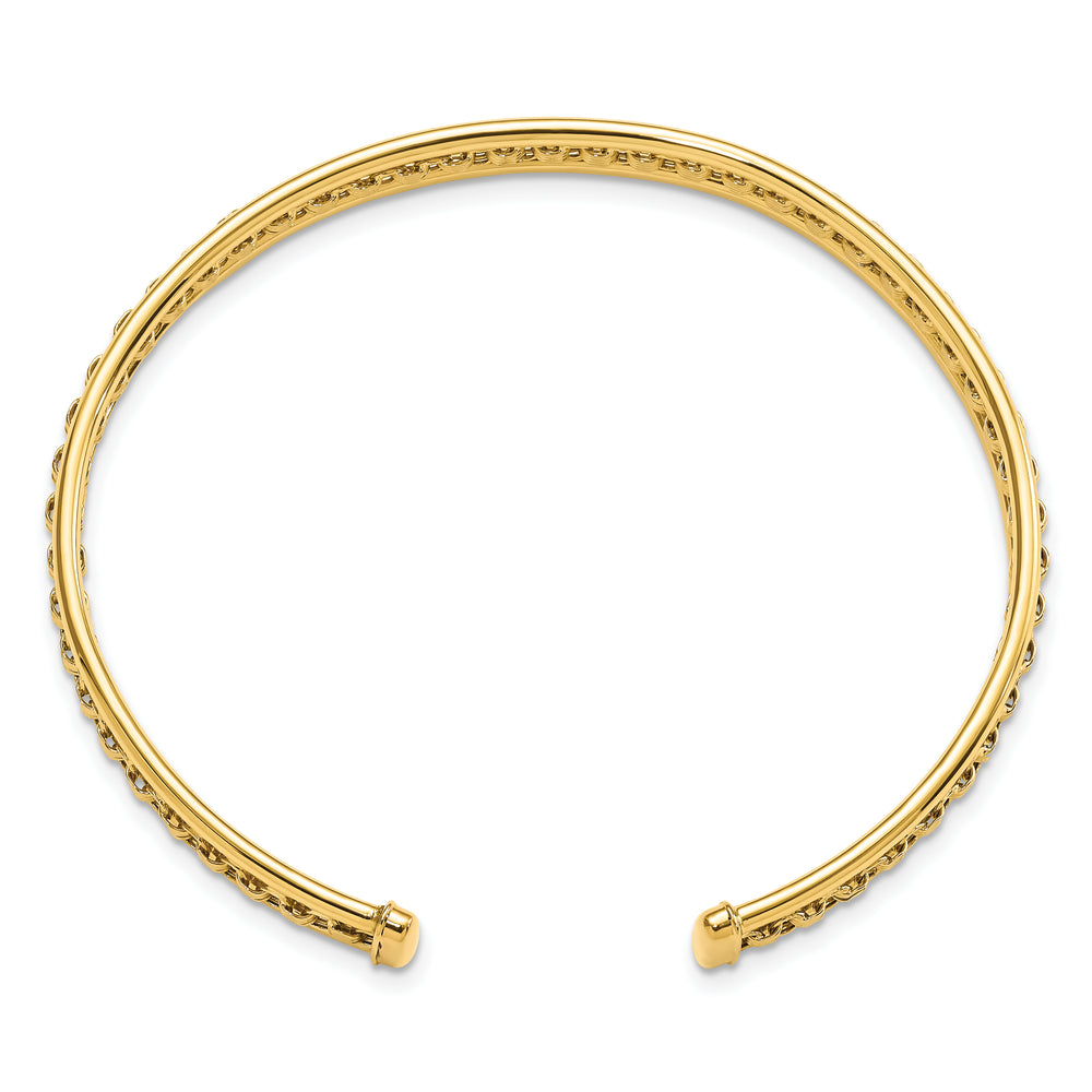 Pulsera Cuff Deslizable Texturizada y Pulida en Oro Amarillo de 14k