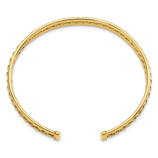 Pulsera Cuff Deslizable Texturizada y Pulida en Oro Amarillo de 14k