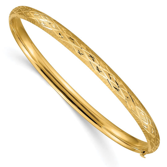 Brazalete con Bisagra en Oro Amarillo de 14K con Corte de Diamante (4.75mm)