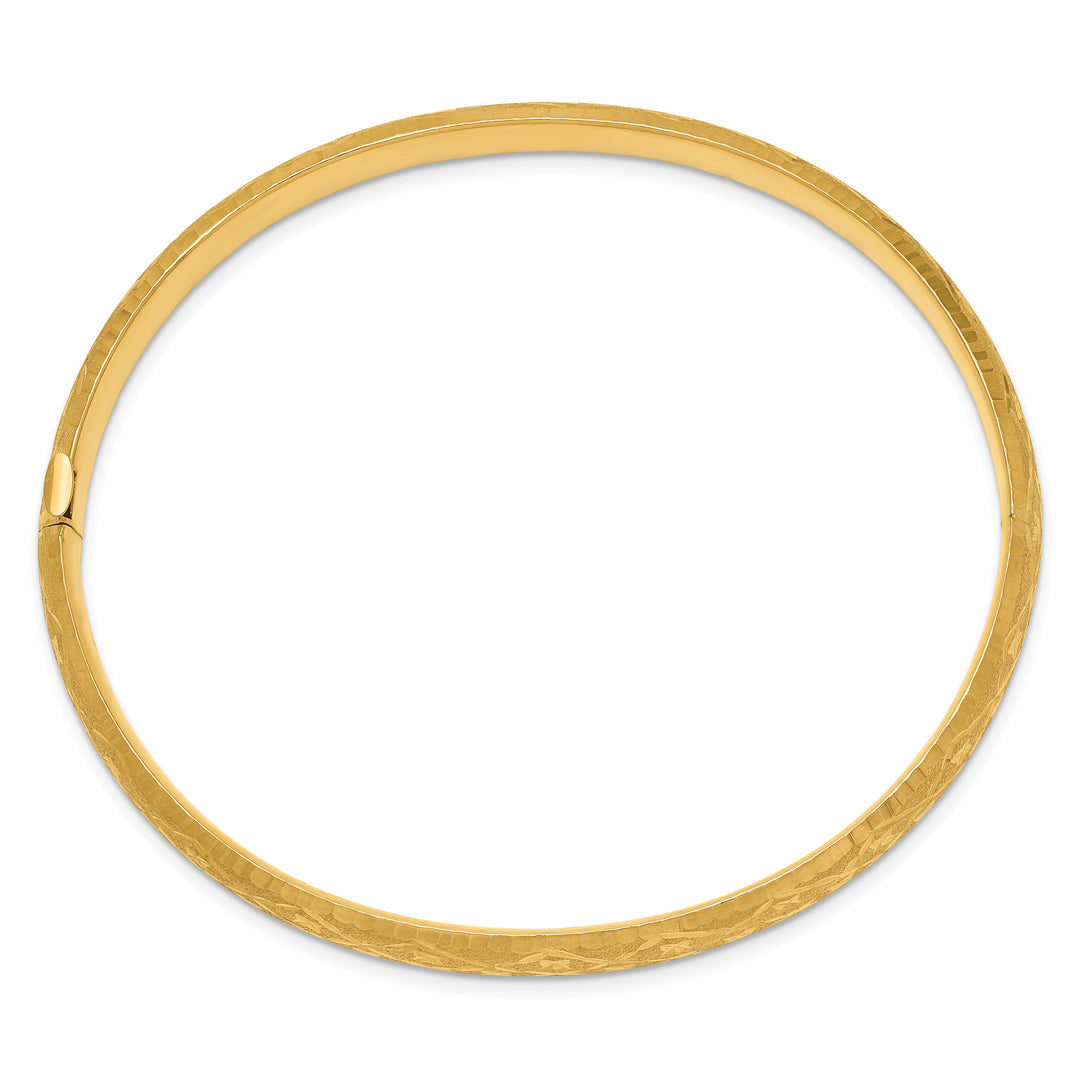 Pulsera Rígida Articulada de Oro Amarillo de 14k con Diseño Elegante y Corte de Diamante