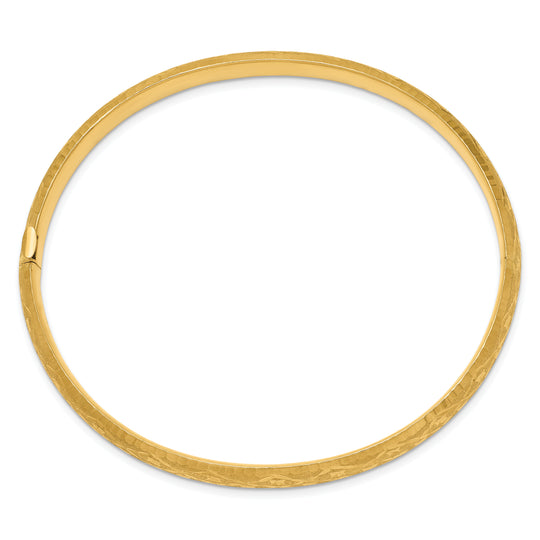 Pulsera Rígida Articulada de Oro Amarillo de 14k con Diseño Elegante y Corte de Diamante