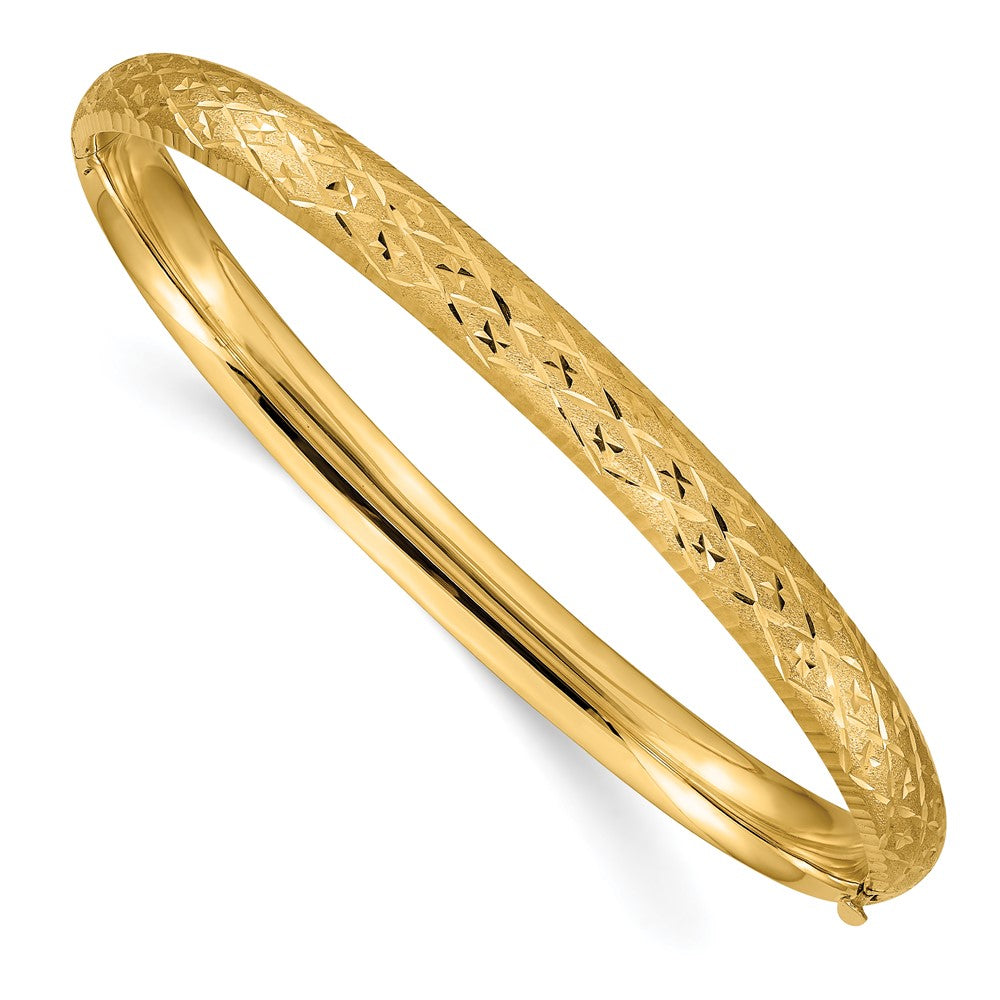 Pulsera Rígida Articulada de Oro Amarillo de 14k con Diseño Elegante y Corte de Diamante