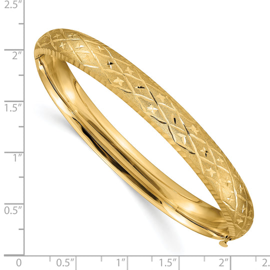 Brazalete Elegante con Bisagras y Talla de Diamante 5/16 en Oro de 14k