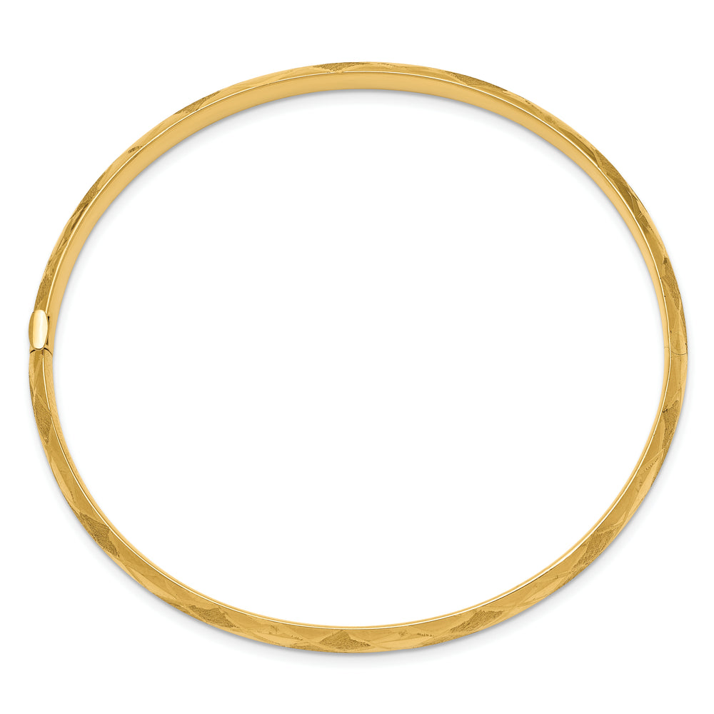 Pulsera Rígida Articulada de Oro Amarillo de 14k con Diseño Elegante y Corte de Diamante