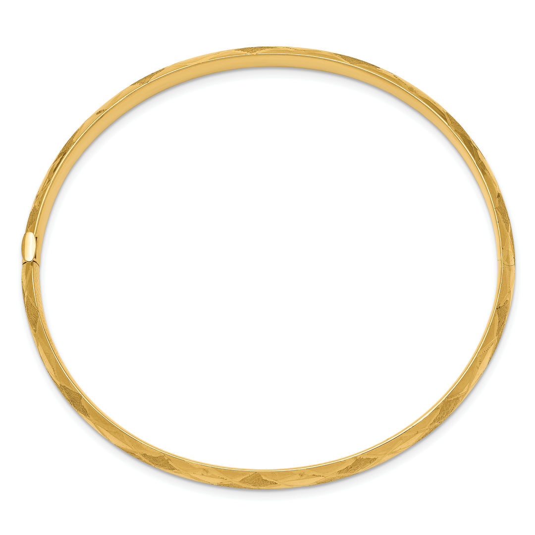 Pulsera Rígida Articulada de Oro Amarillo de 14k con Diseño Elegante y Corte de Diamante