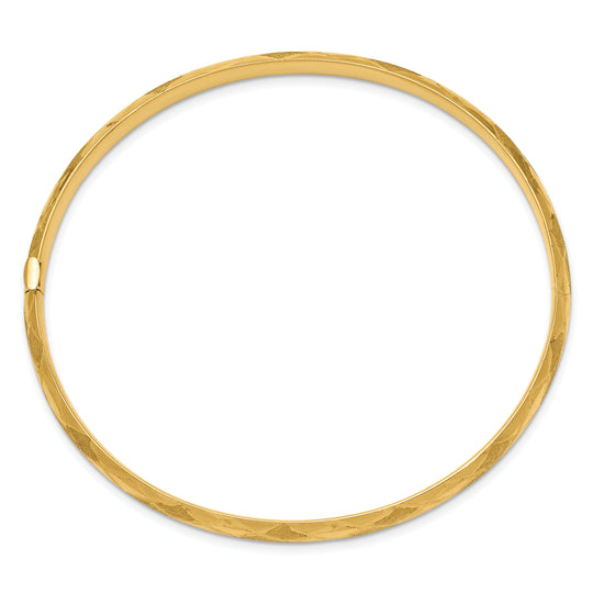 Pulsera Rígida Articulada de Oro Amarillo de 14k con Diseño Elegante y Corte de Diamante