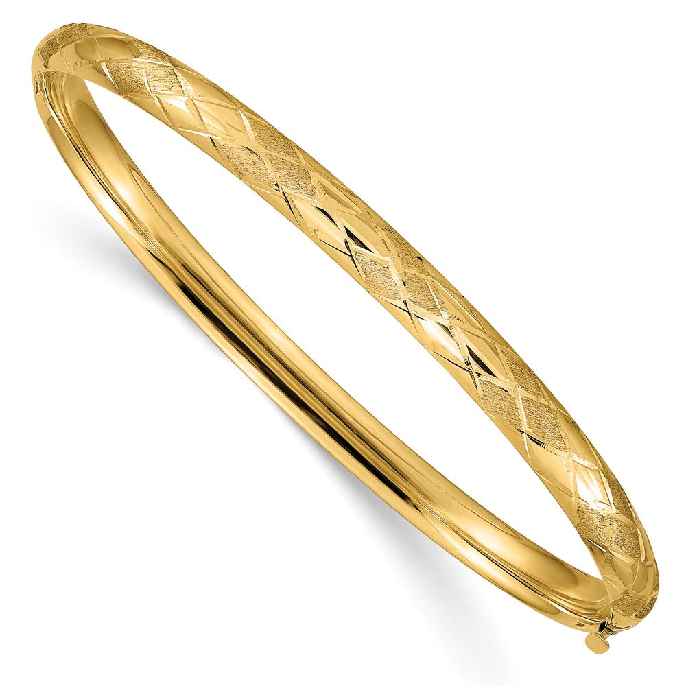 Pulsera Rígida Articulada de Oro Amarillo de 14k con Diseño Elegante y Corte de Diamante