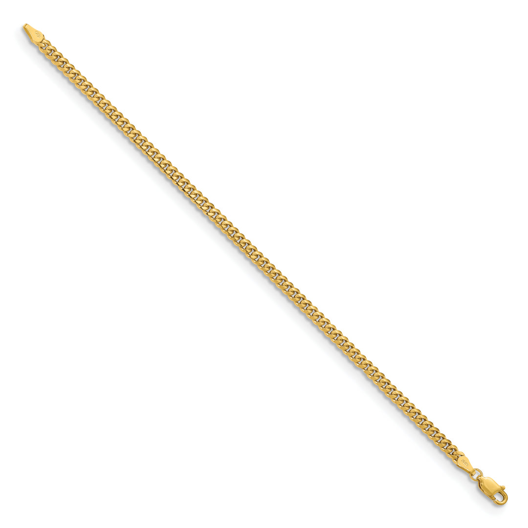 Pulsera Miami Cubana Sólida de 14k de 3.5mm con Cierre de Langosta Longitud de 8 pulgadas