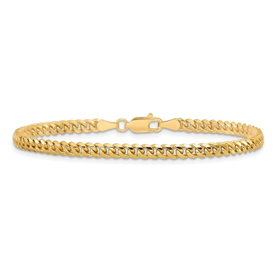 Pulsera Miami Cubana Sólida de 14k de 3.5mm con Cierre de Langosta Pulsera de 7 pulgadas