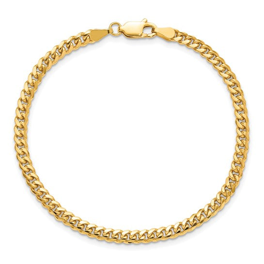 Pulsera Miami Cubana Sólida de 14k de 3.5mm con Cierre de Langosta Pulsera de 7 pulgadas