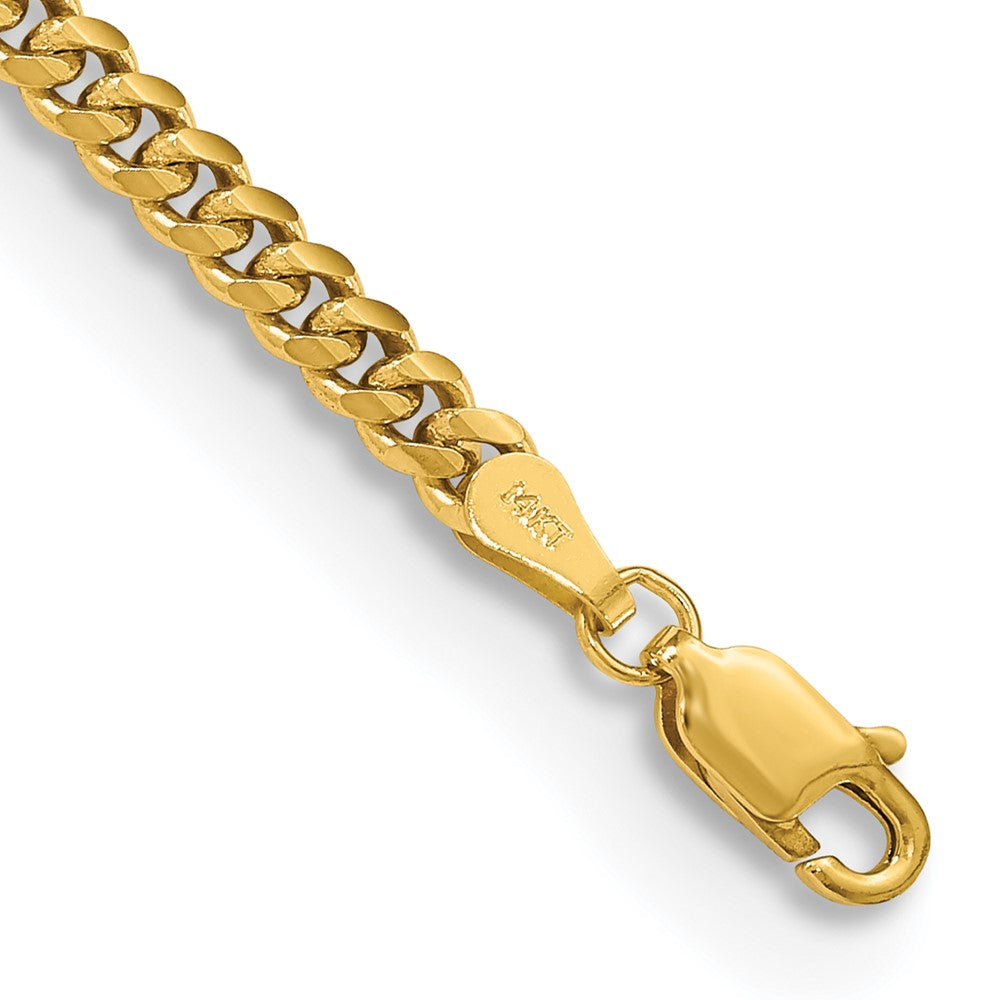 Pulsera Miami Cubana Sólida de 14k de 3.5mm con Cierre de Langosta Pulsera de 7 pulgadas