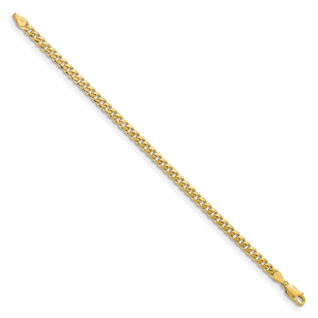 Pulsera Miami Cubana Sólida de 14k de 4.25mm con Cierre de Langosta Longitud de 8 pulgadas