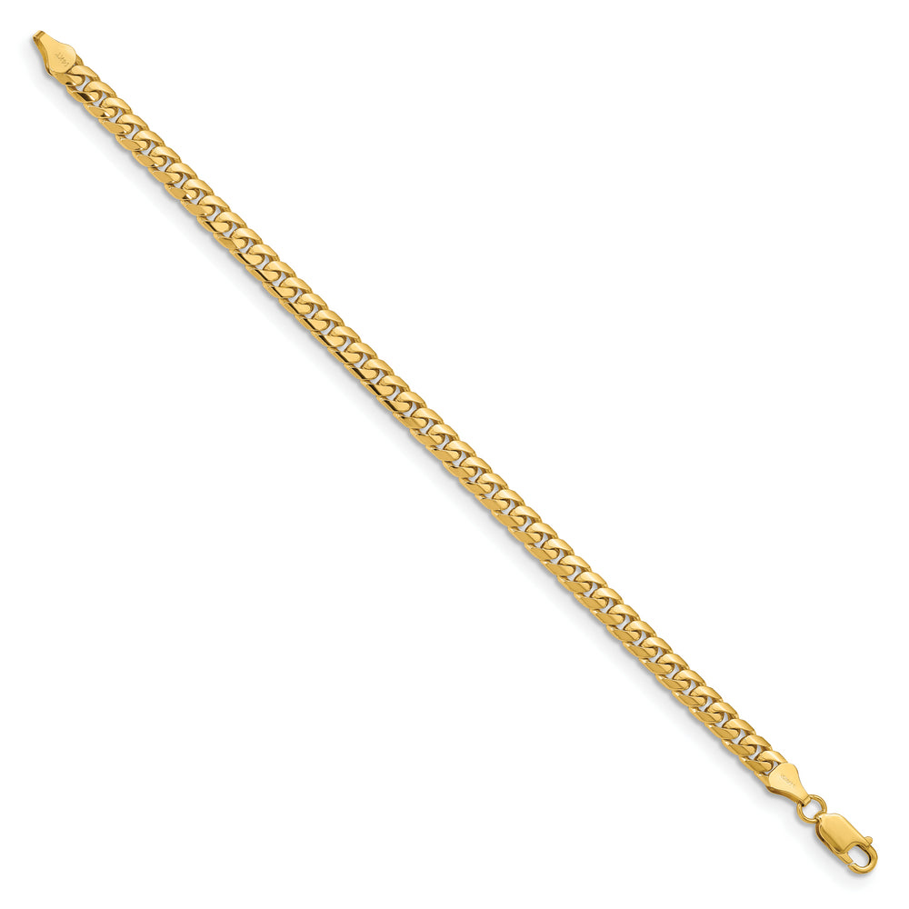 Pulsera Miami Cubana Sólida de 14k de 5.5mm con Cierre de Langosta Longitud de 9 pulgadas