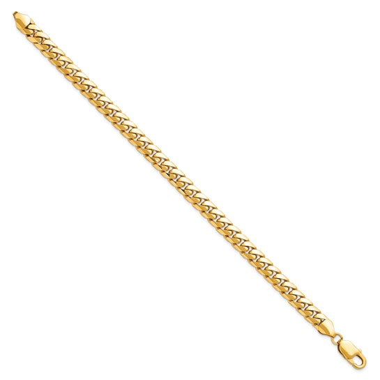 Pulsera de Eslabones Cuban Miami Sólidos 14K, 8.5 pulgadas, 6.75 mm, con Cierre de Langosta