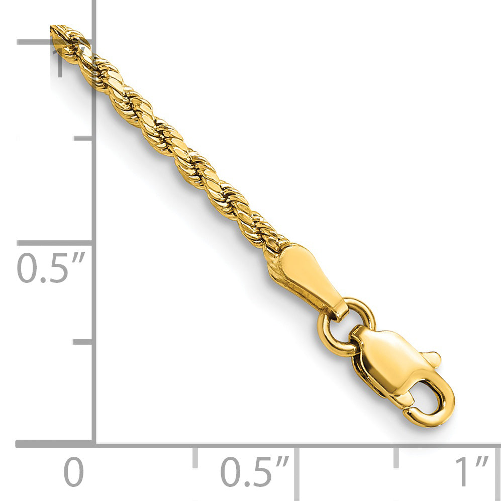 Pulsera de cuerda D/C semisólida de 14k y 2 mm